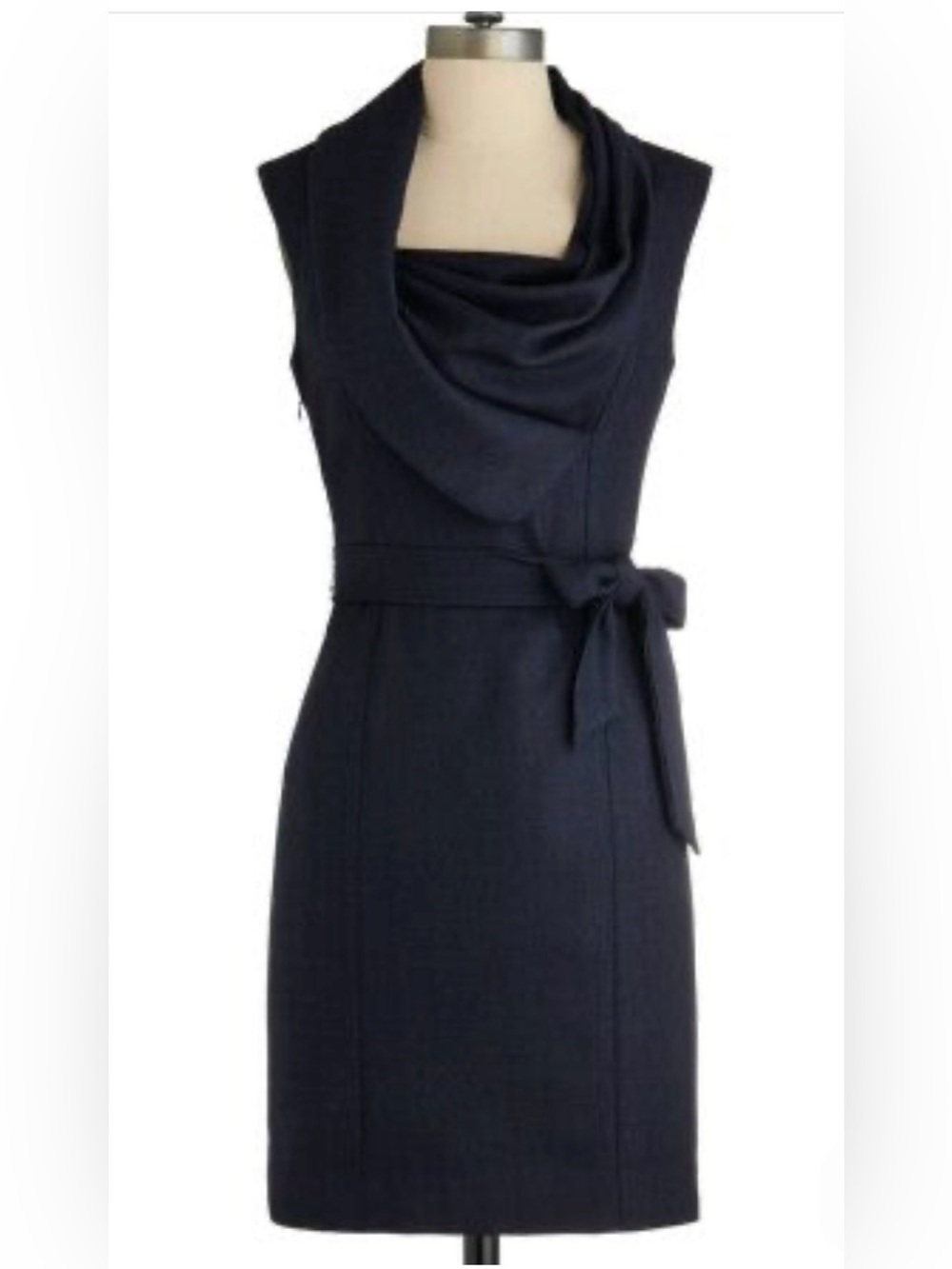 NWT ModCloth New Hire and Higher Sleeveless Cowl Neck Navy Dress with Waist Tie